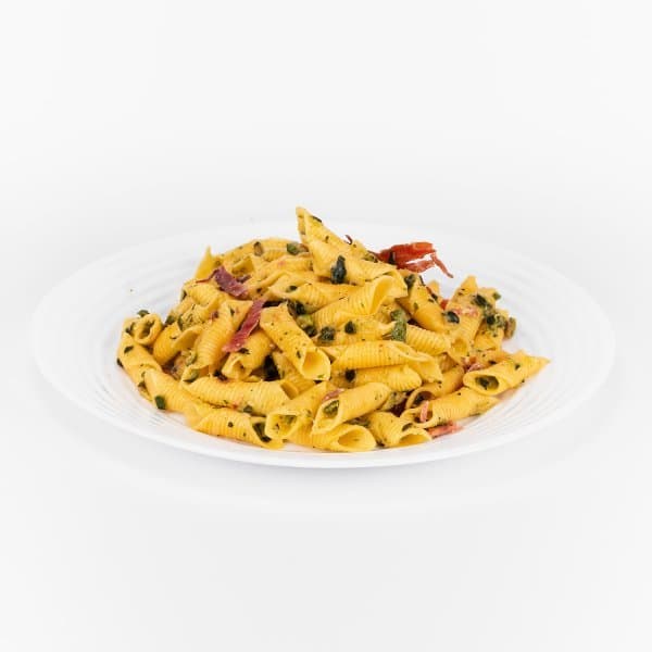 garganelli speck e zucchine